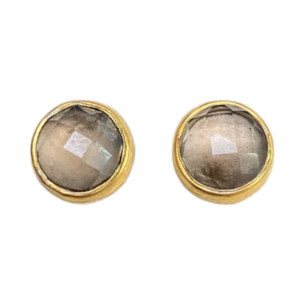 Oorstekers - verguld - Rookkwarts