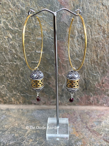 Granaat - oorhangers ring XL