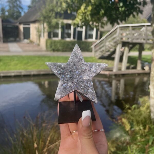 Op standaard - Titanium coated Amethist #2