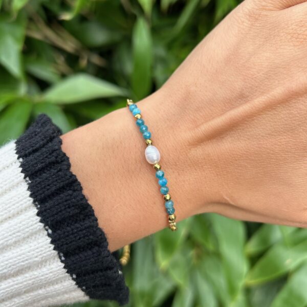 Armband - verstelbaar - Apatiet / Parel