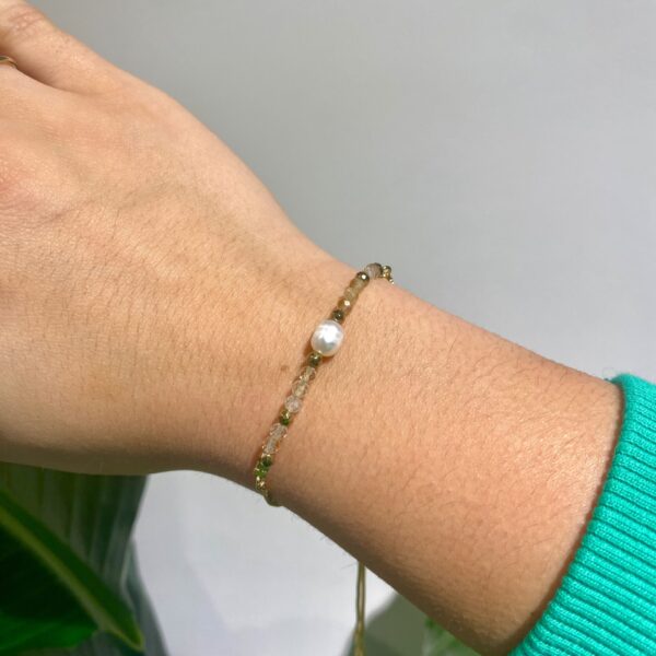 Armband - verstelbaar - Citrien/Parel