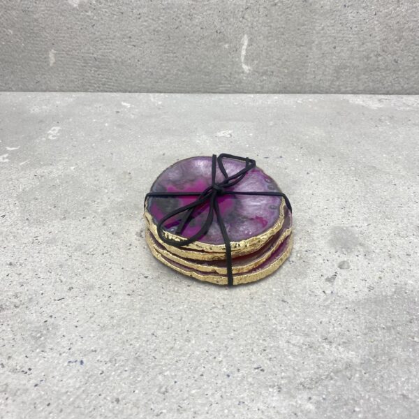 Agaat onderzetters - gold plated XL