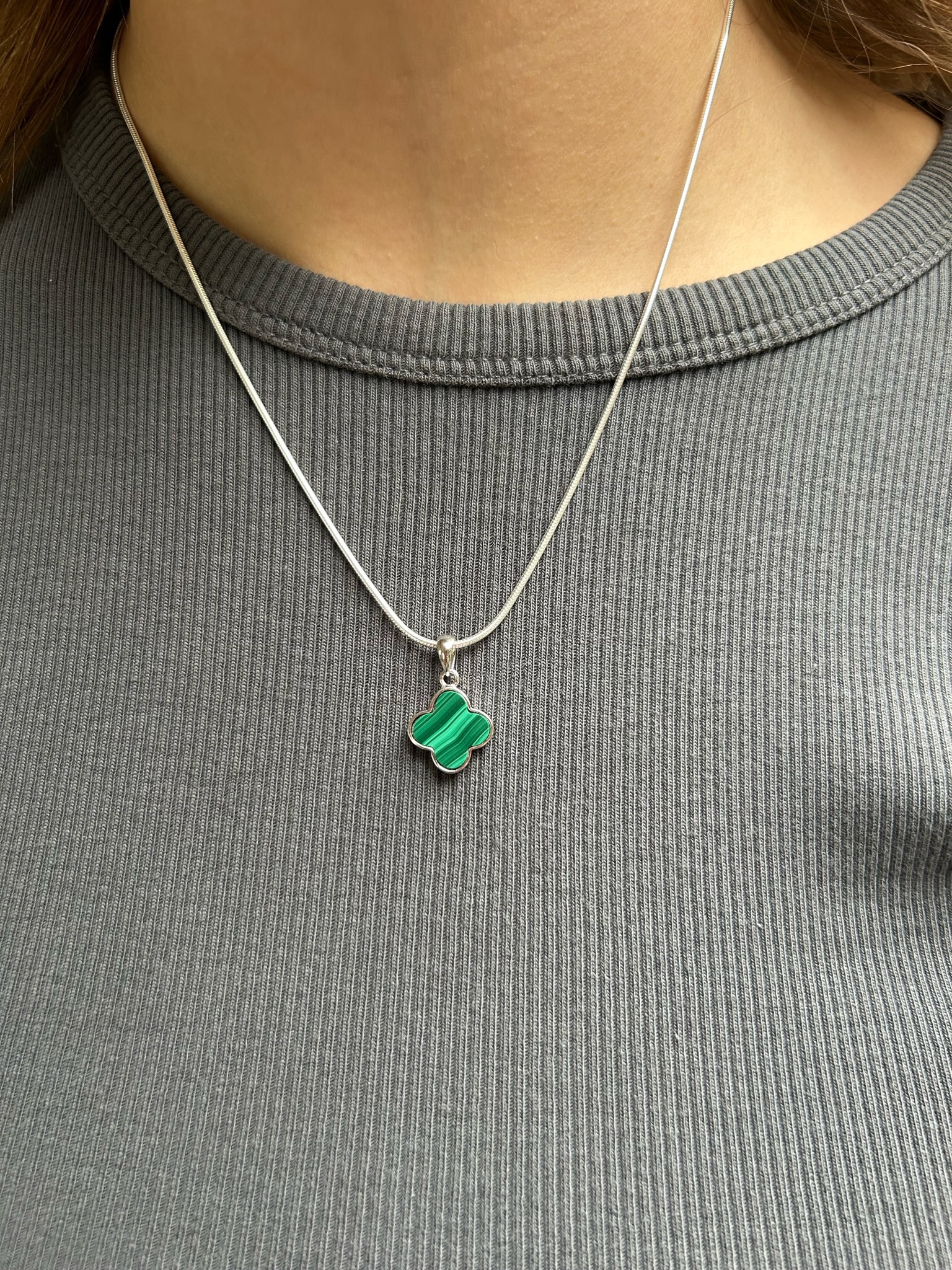 Hanger - Malachiet Klaver 12mm - Afbeelding 3