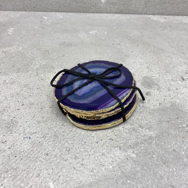 Agaat onderzetters - gold plated XL