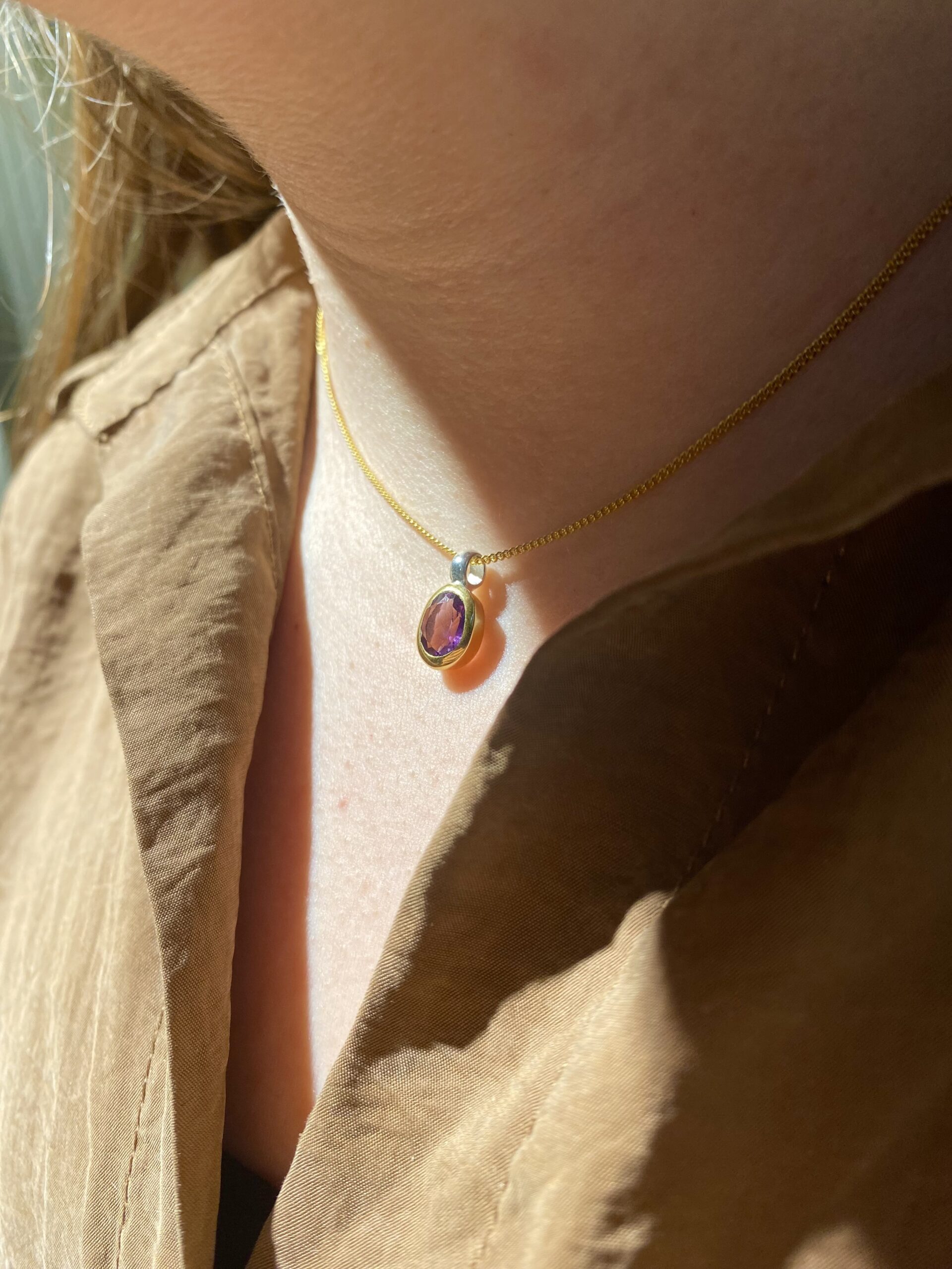 Amethist - Goldplated hanger - Afbeelding 2