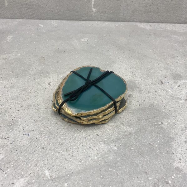 Agaat onderzetters - gold plated XL