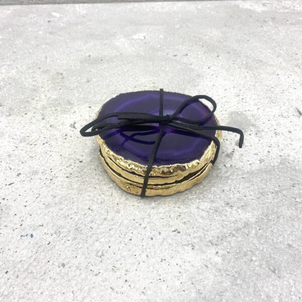 Agaat onderzetters - gold plated