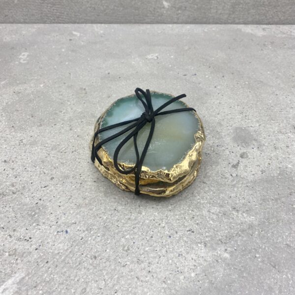 Agaat onderzetters - gold plated XL