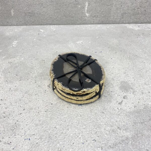 Agaat onderzetters - gold plated XL