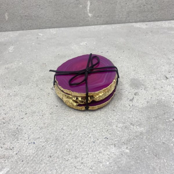 Agaat onderzetters - gold plated XL