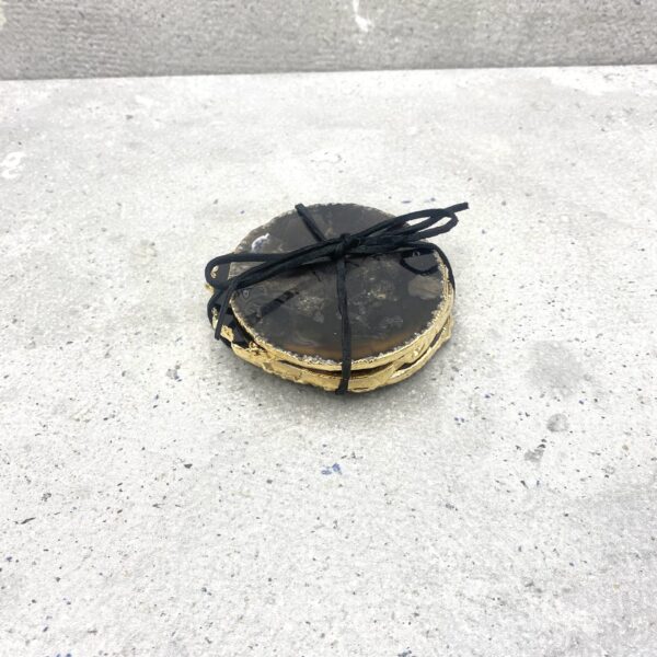 Agaat onderzetters - gold plated