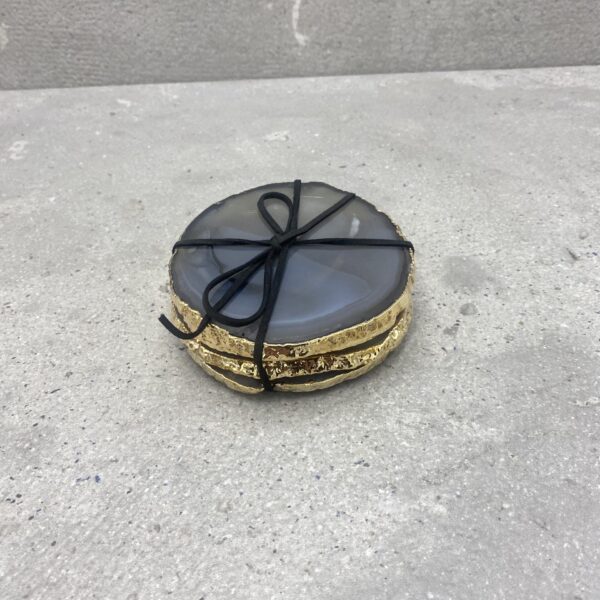 Agaat onderzetters - gold plated XL