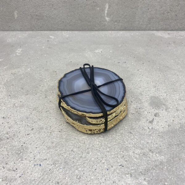 Agaat onderzetters - gold plated XL