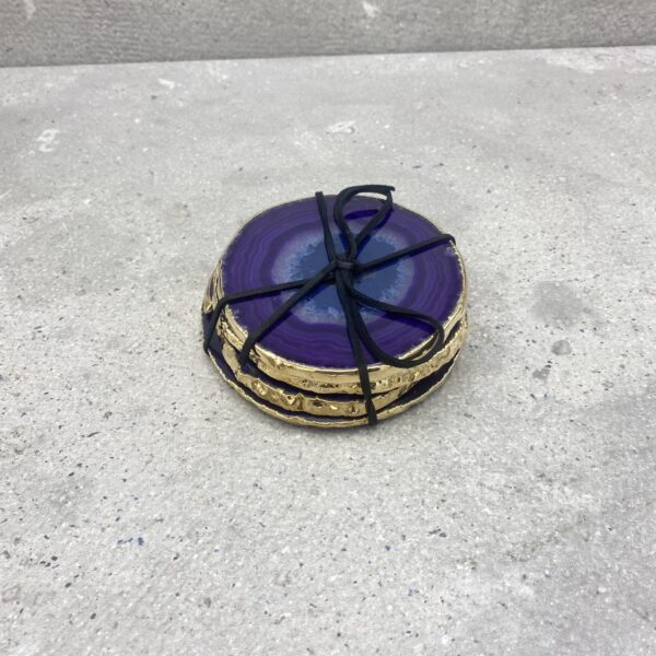 Agaat onderzetters - gold plated XL