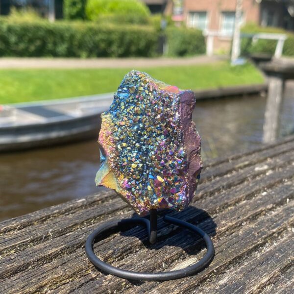 Op standaard - Amethist rainbow coated mini #16