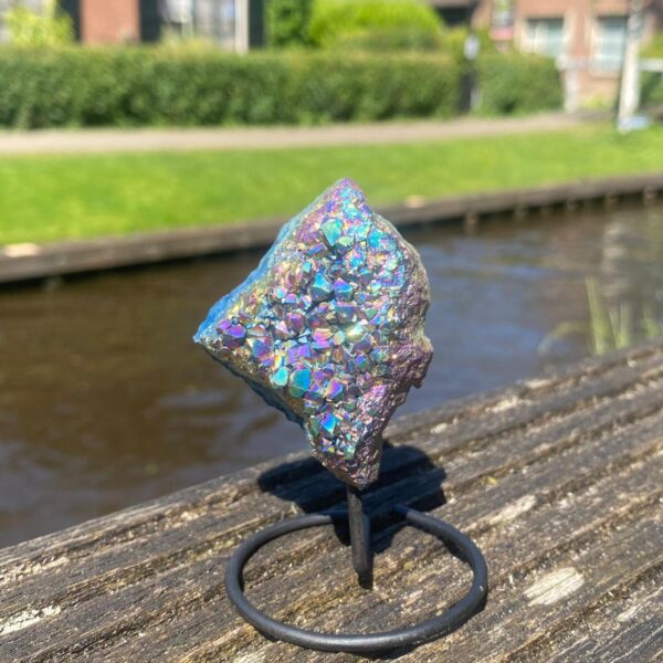 Op standaard - Amethist rainbow coated mini #10