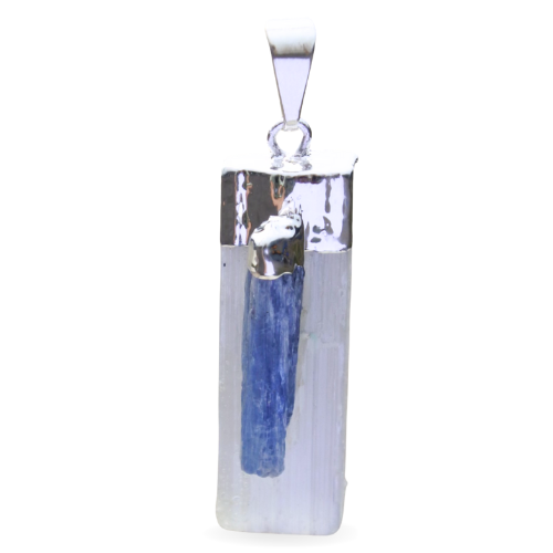 Verzilverde hanger - Seleniet en Kyaniet