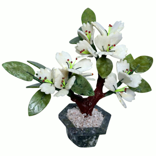 Aragoniet - bloemen boom - wit