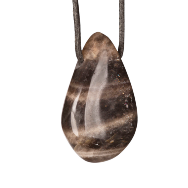Doorboorde hanger - druppel - zwarte Maansteen