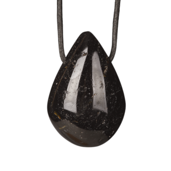 Doorboorde hanger - druppel - zwarte Toermalijn