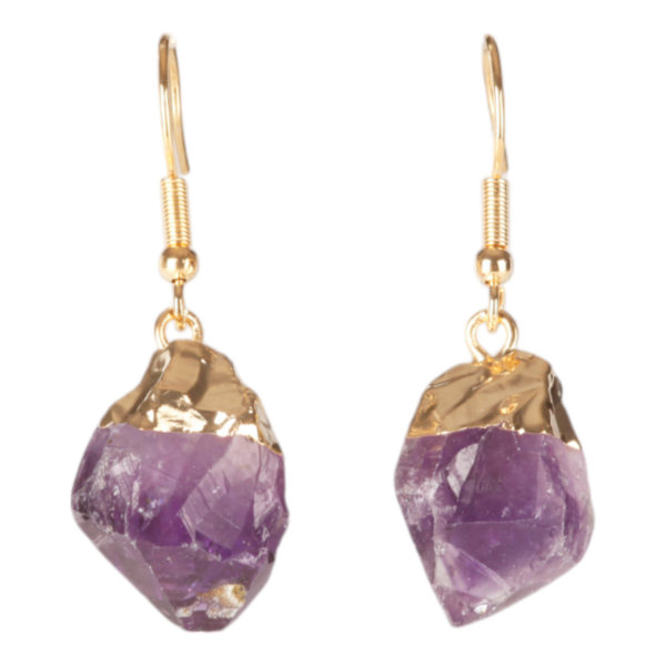 Oorhangers verguld - Amethist
