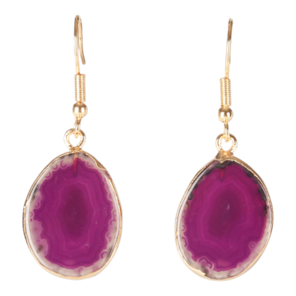 Oorhangers verguld - Agaat roze gebeitst