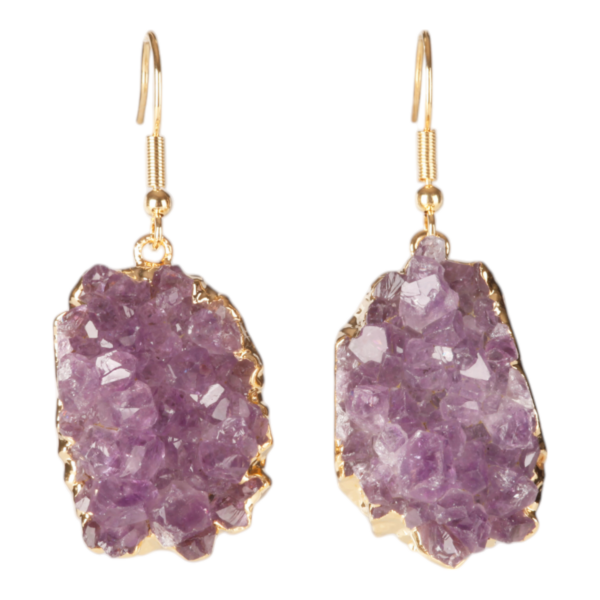 Oorhangers verguld - Amethist