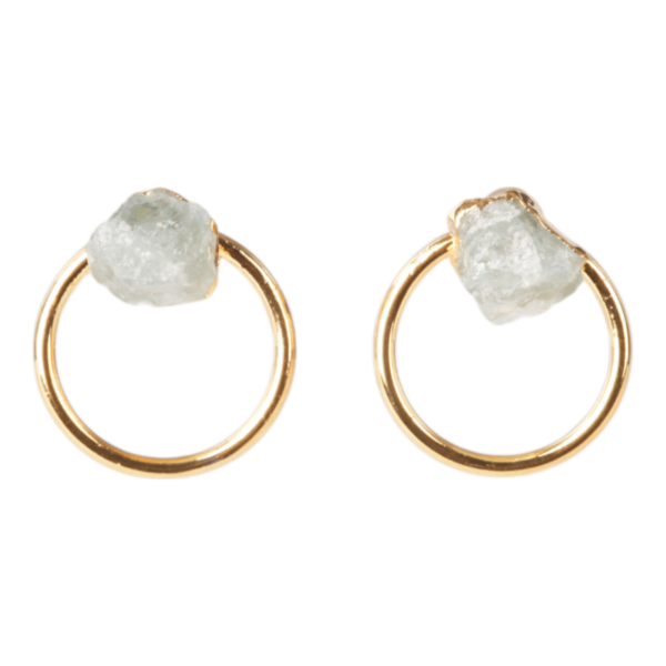 Oorstekers verguld - Aquamarijn