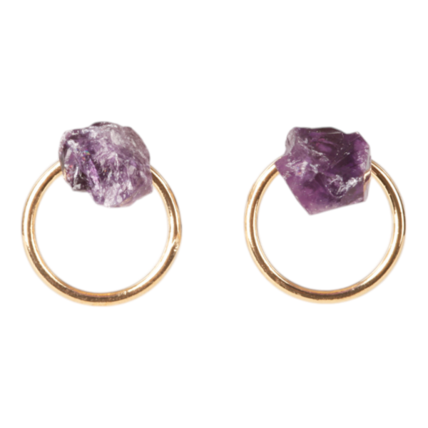 Oorstekers verguld - Amethist