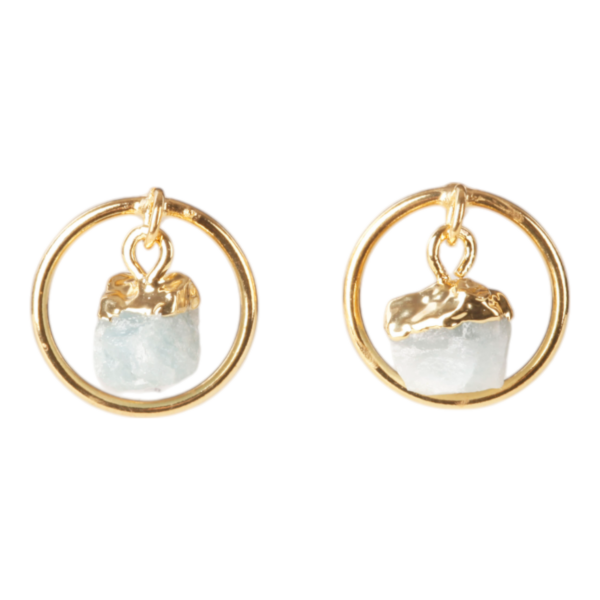 Oorstekers verguld - Aquamarijn