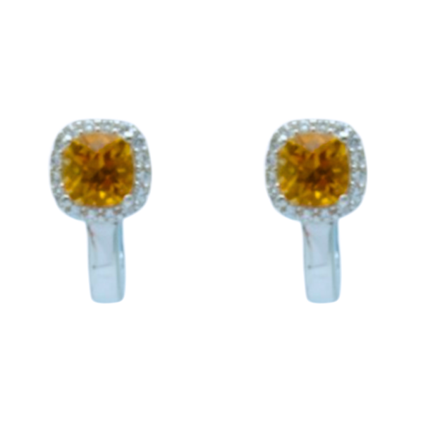 Oorhangers - Zirkonia - vierkant - Citrien