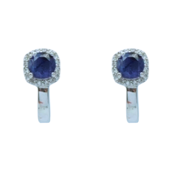 Oorhangers - Zirkonia - vierkant - Saffier